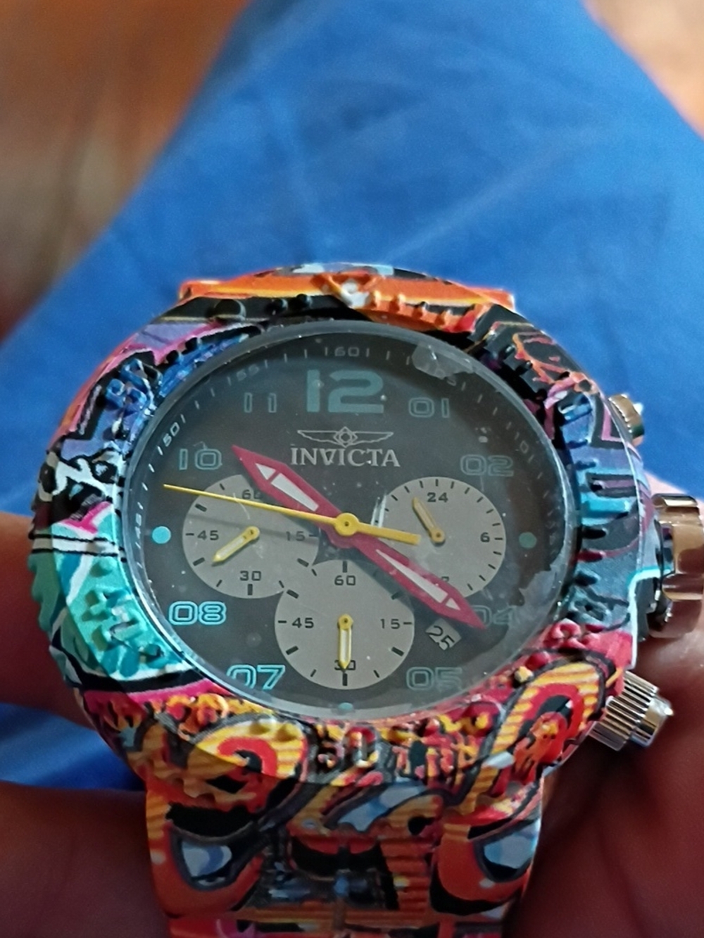 Invicta Black Dial Multicolor Painted Chronograph Watch